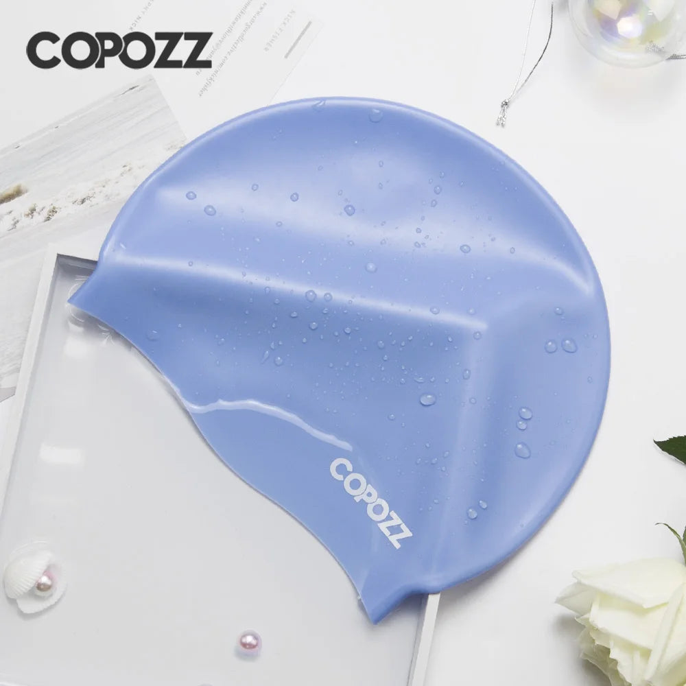 Copozz Men’s Elastic Swimming Hat | Large Size Waterproof Silicone Swimming Cap for Adults