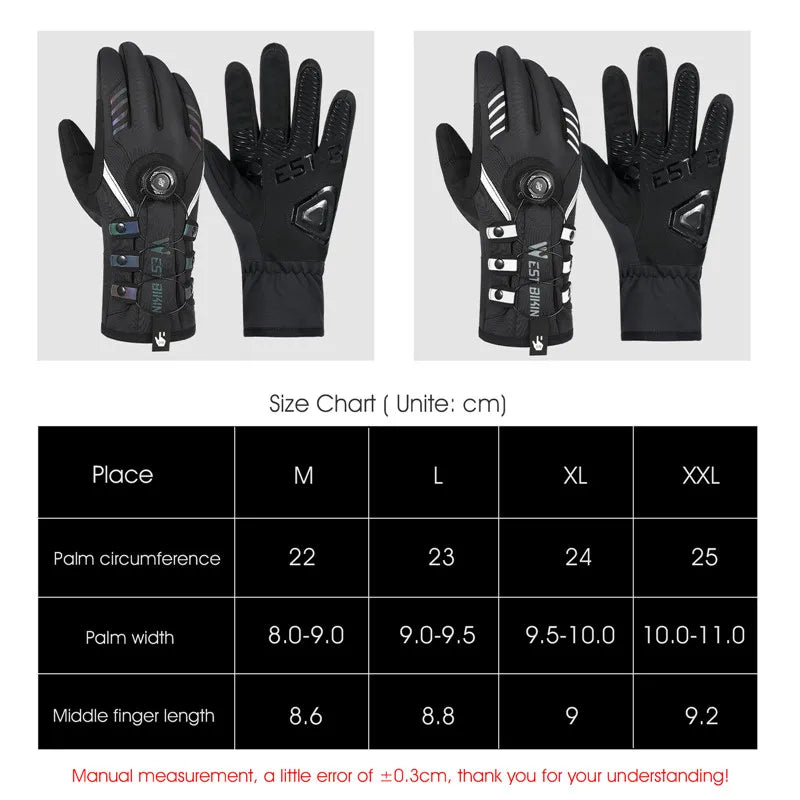 WEST BIKING Twist Locking Cycling Gloves Winter Thermal Water Repellent Touch Screen Gloves MTB Road Bike Warm Sport Gear