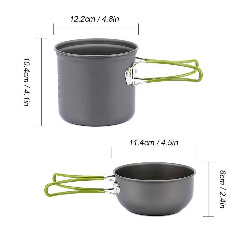 Ultralight Camping Pots Cookware Set Portable Outdoor Cooking  Tableware for Hiking Trekking Picnic Fishing Mountaineering