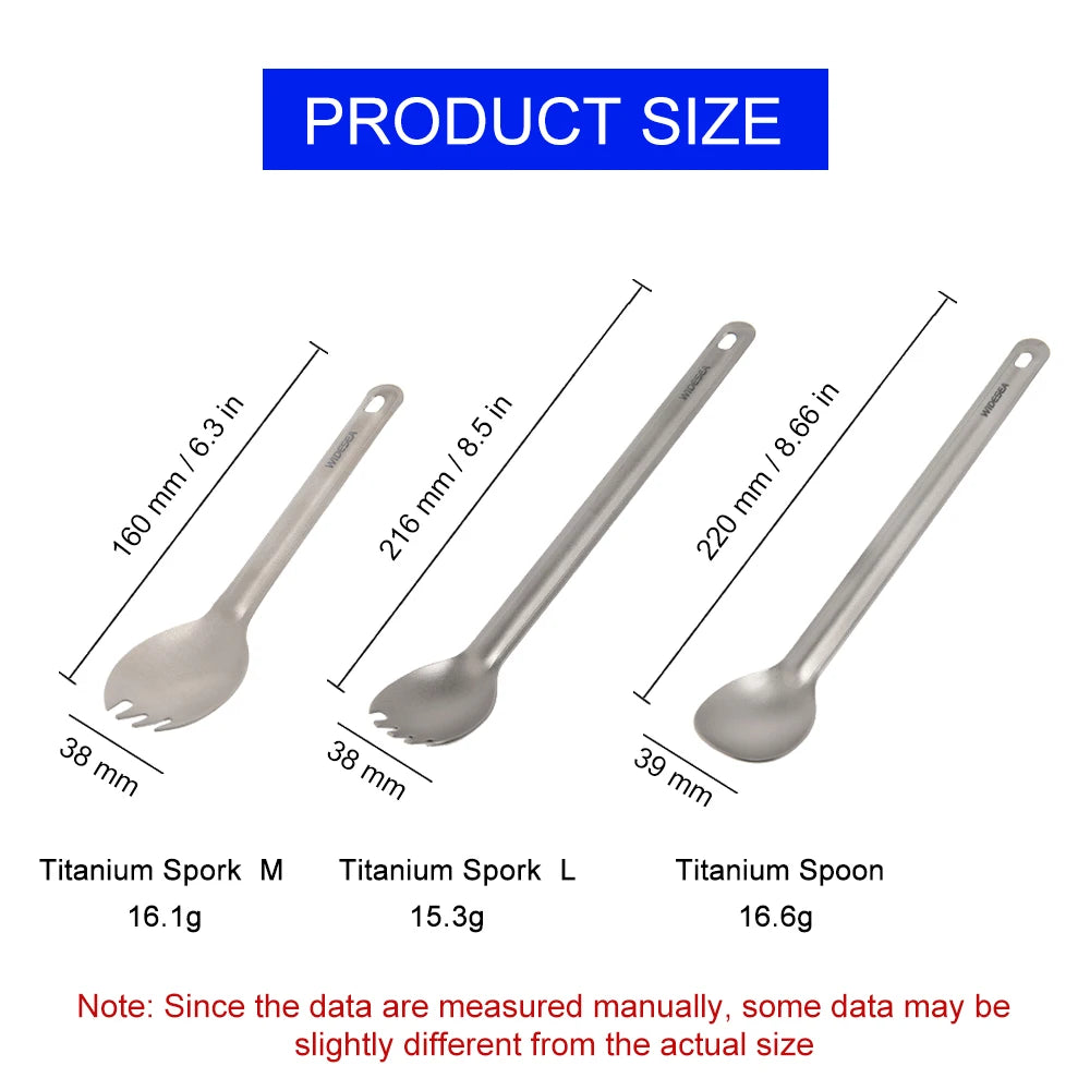 Widesea Camping Titanium Spork  Spoon Outdoor Lightweight Fork Tableware Portable Picnic Hiking Travelling Ultralight Dinnerware