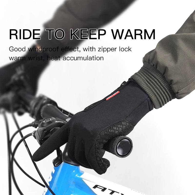 Winter Warm Cycling Gloves Bicycle Warm Touchscreen Full Finger Glove Waterproof Outdoor Bike Skiing Fishing Motorcycle Riding