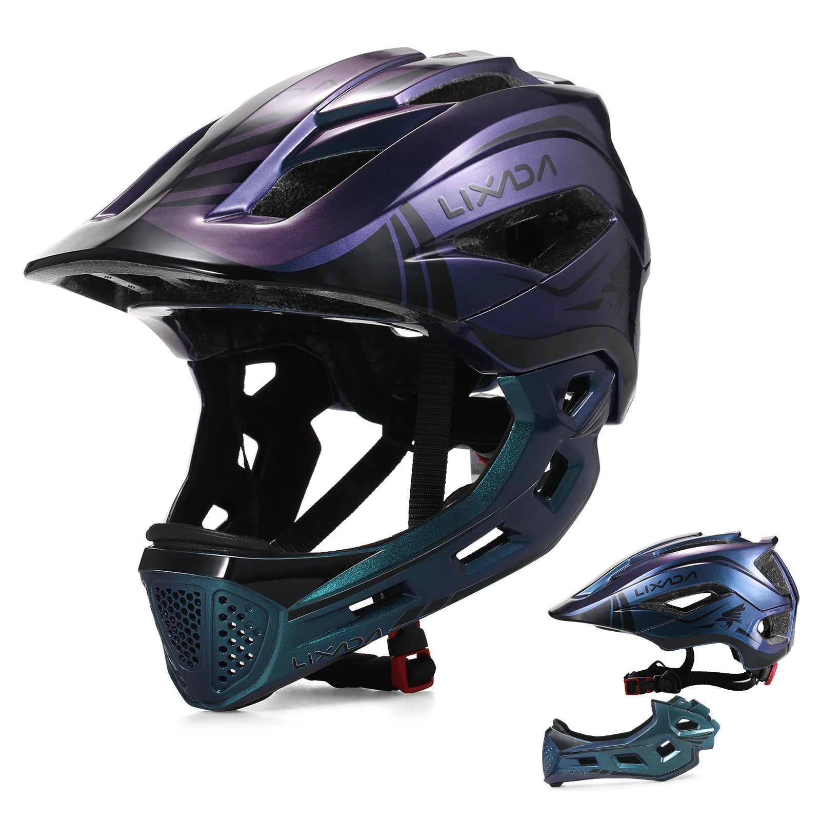 Kids Detachable Full Face Helmet Children Sports Safety Bike Helmet Protective Gear Cycling Skateboarding Roller Skating Scooter