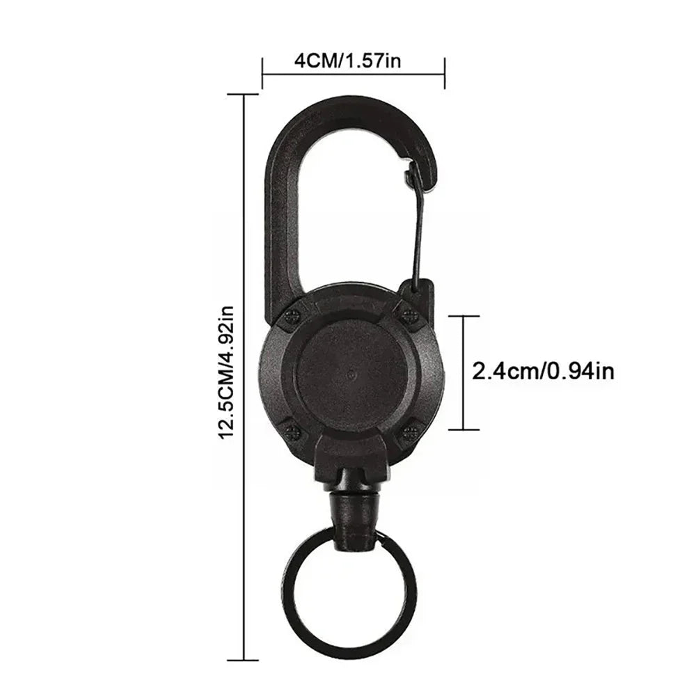 Heavy-Duty Retractable Wire Rope Carabiner | Anti-Theft Tactical Keychain for Outdoor & Camping Gear