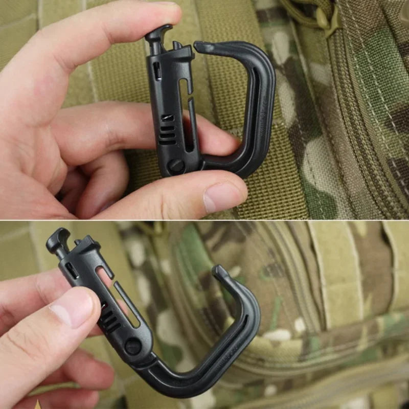 5PC Plastic Shackle Carabiner D-Ring Clip | MOLLE Webbing Buckle for Outdoor Hiking & Camping Gear