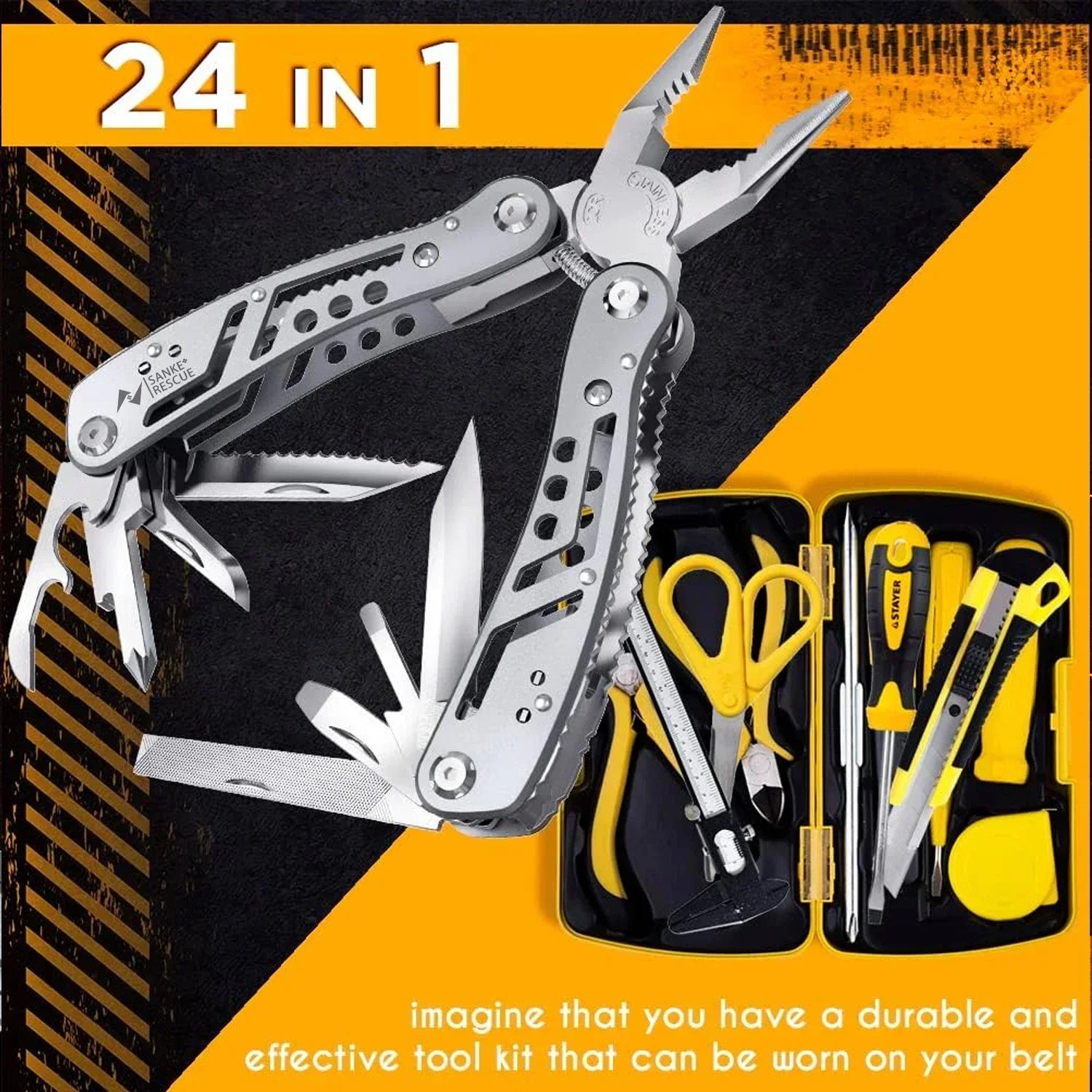 24-in-1 Multitool Pliers | Professional Multi-Tool for Survival, Camping, and Hunting | Perfect Gift for Men, Dad, Husband