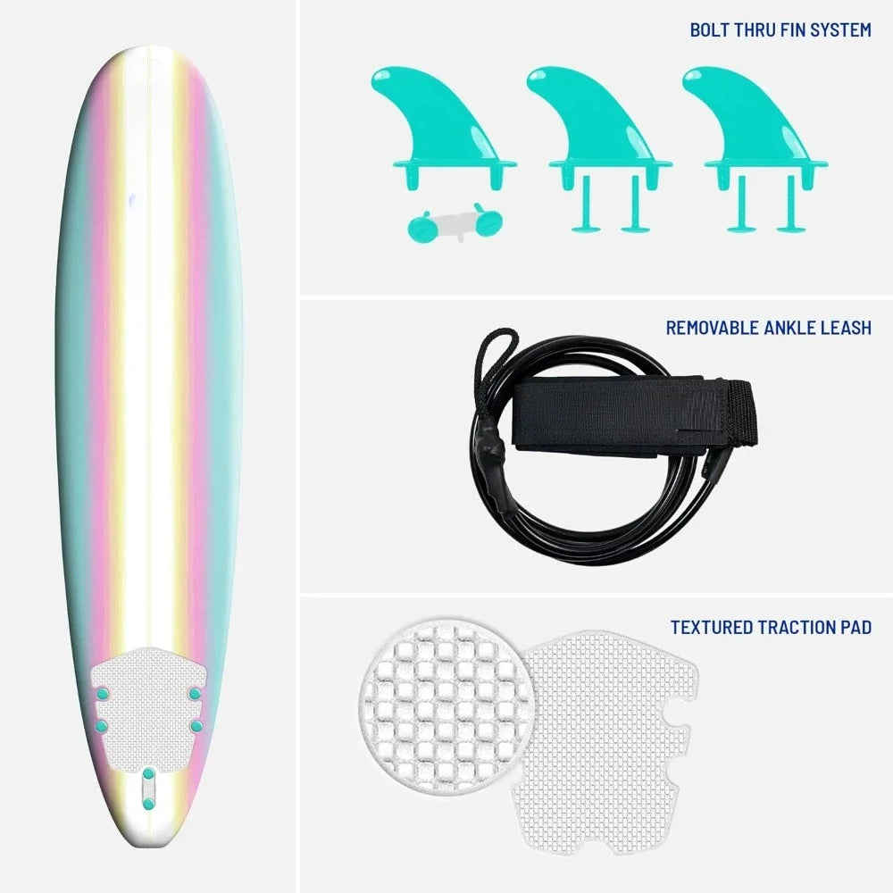 Classic 8ft Soft Top Foam Surfboard | Durable SUP Board for Surfing & Water Sports