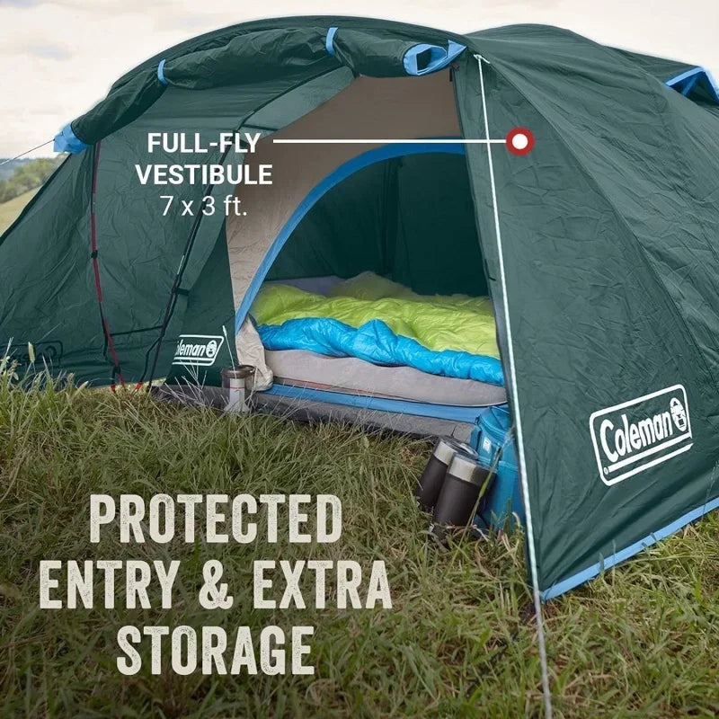 Skydome Camping Tent with Full-Fly Weather Vestibule, 2/4/6 Person Weatherproof Tent with Rainfly, Carry Bag, Storage Pockets, a
