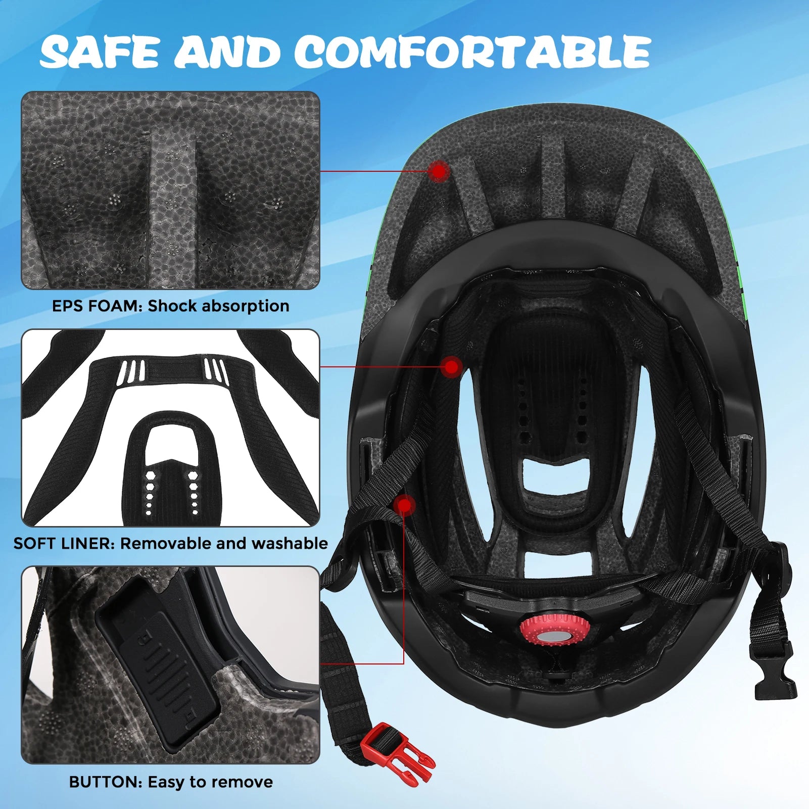 Kids Detachable Full Face Helmet Children Sports Safety Bike Helmet Protective Gear Cycling Skateboarding Roller Skating Scooter