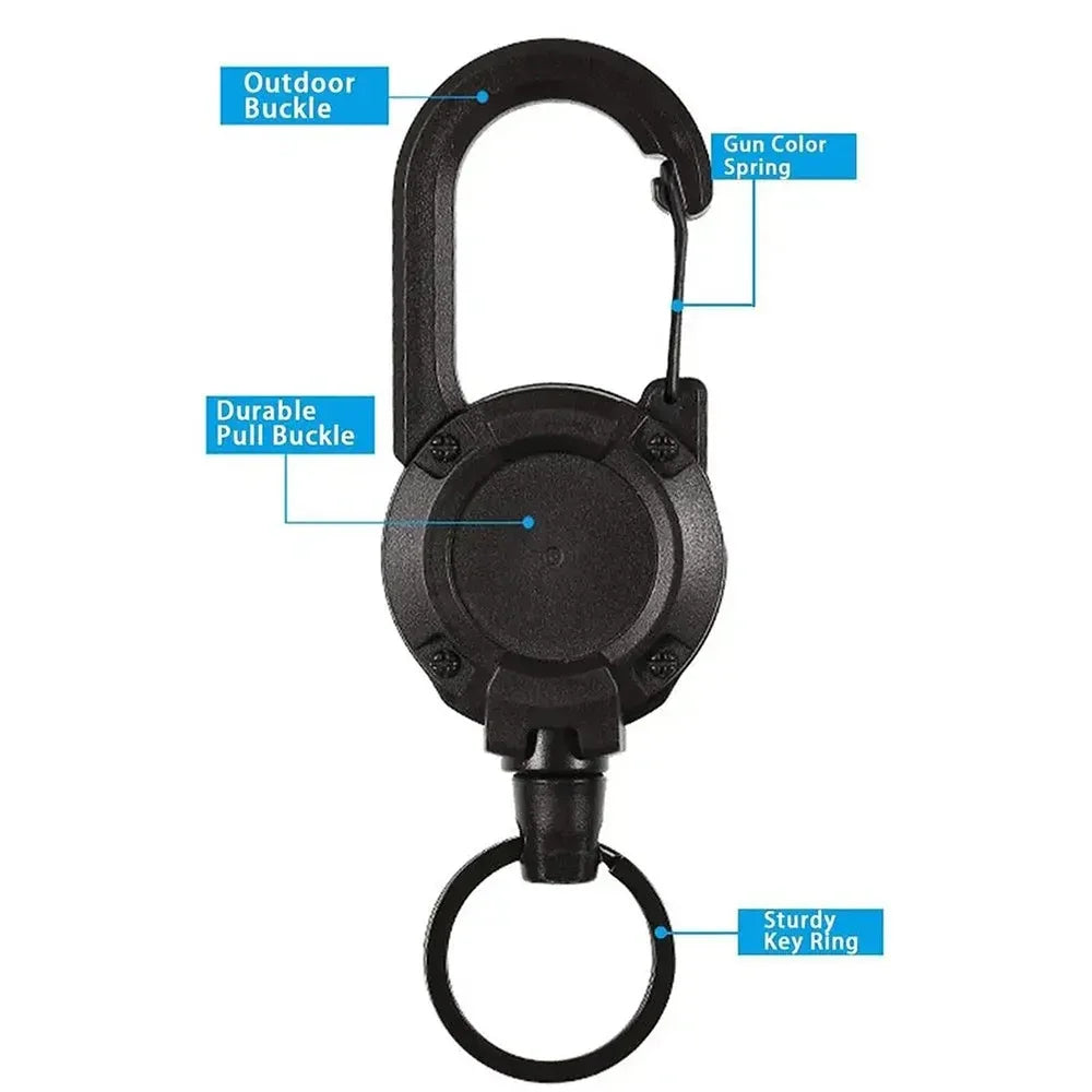 Heavy-Duty Retractable Wire Rope Carabiner | Anti-Theft Tactical Keychain for Outdoor & Camping Gear