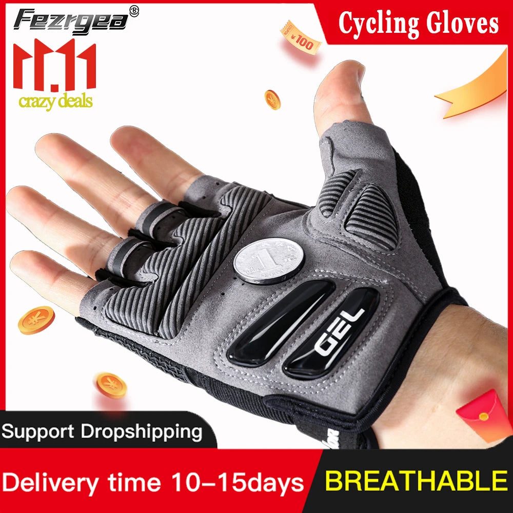 Half-Finger Cycling Gloves for Men & Women | Shock-Absorbing Liquid Silicone Bike & Fitness Gloves