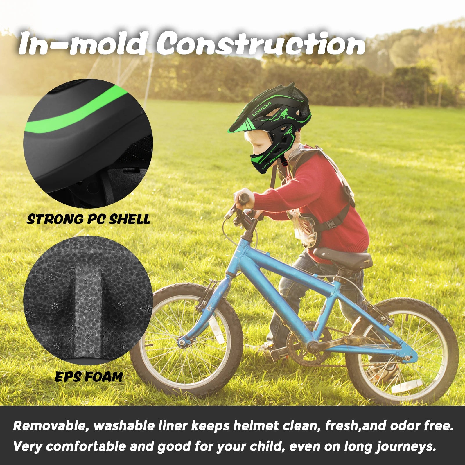 Kids Detachable Full Face Helmet Children Sports Safety Bike Helmet Protective Gear Cycling Skateboarding Roller Skating Scooter