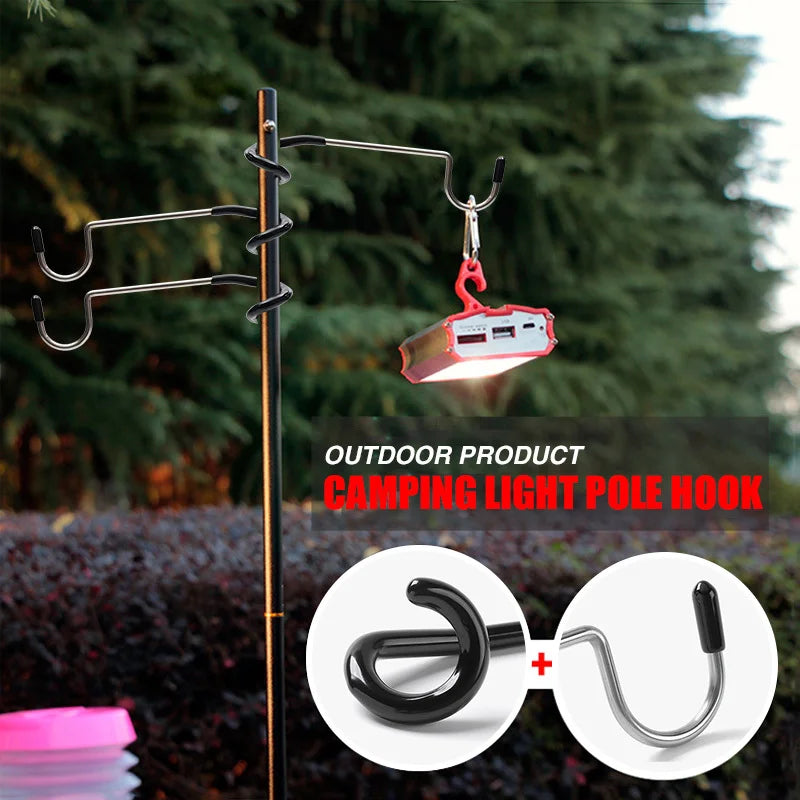 Stainless Steel Camping Light Pole Hook | Multifunctional Outdoor Lamp Stand Hook for Camping