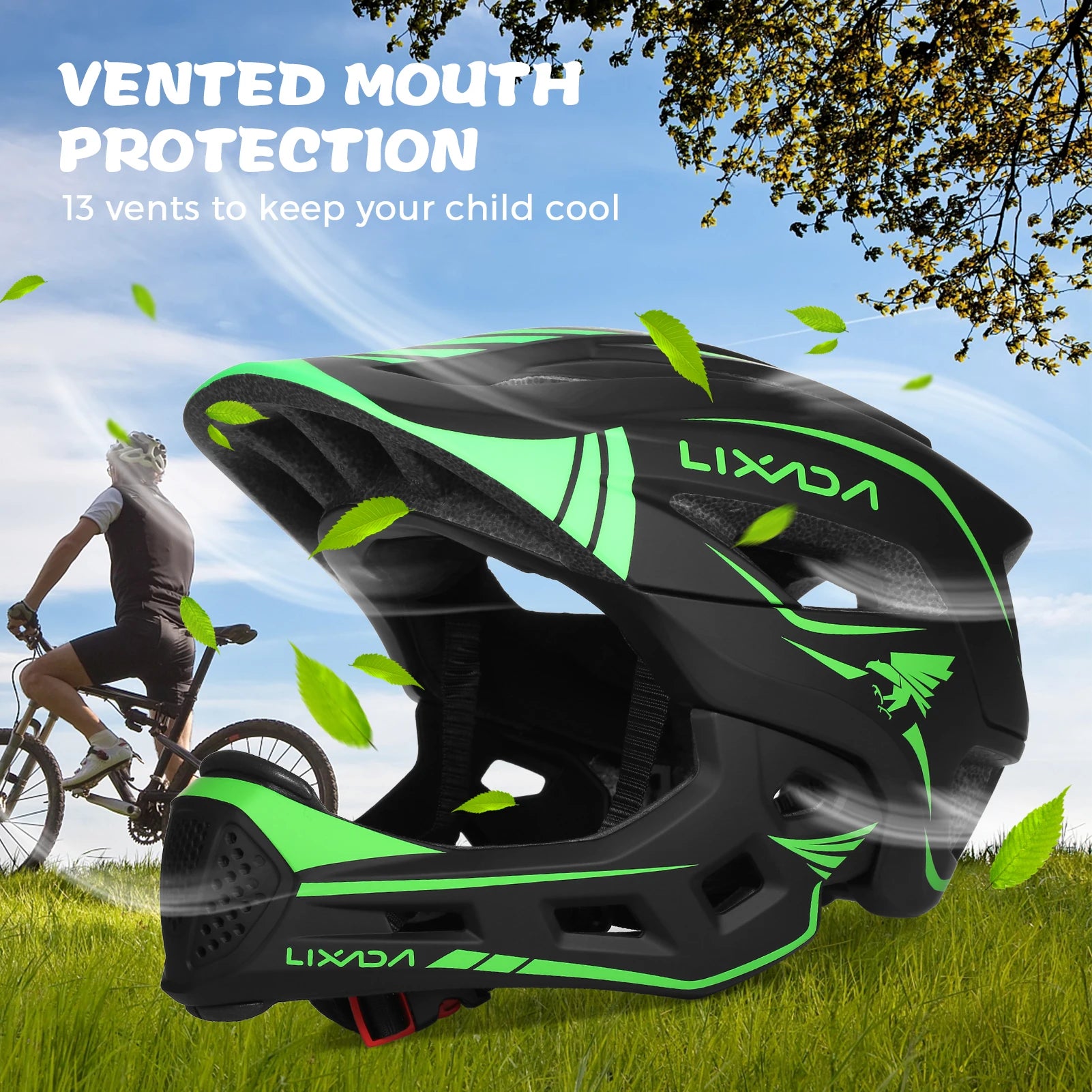 Kids Detachable Full Face Helmet Children Sports Safety Bike Helmet Protective Gear Cycling Skateboarding Roller Skating Scooter