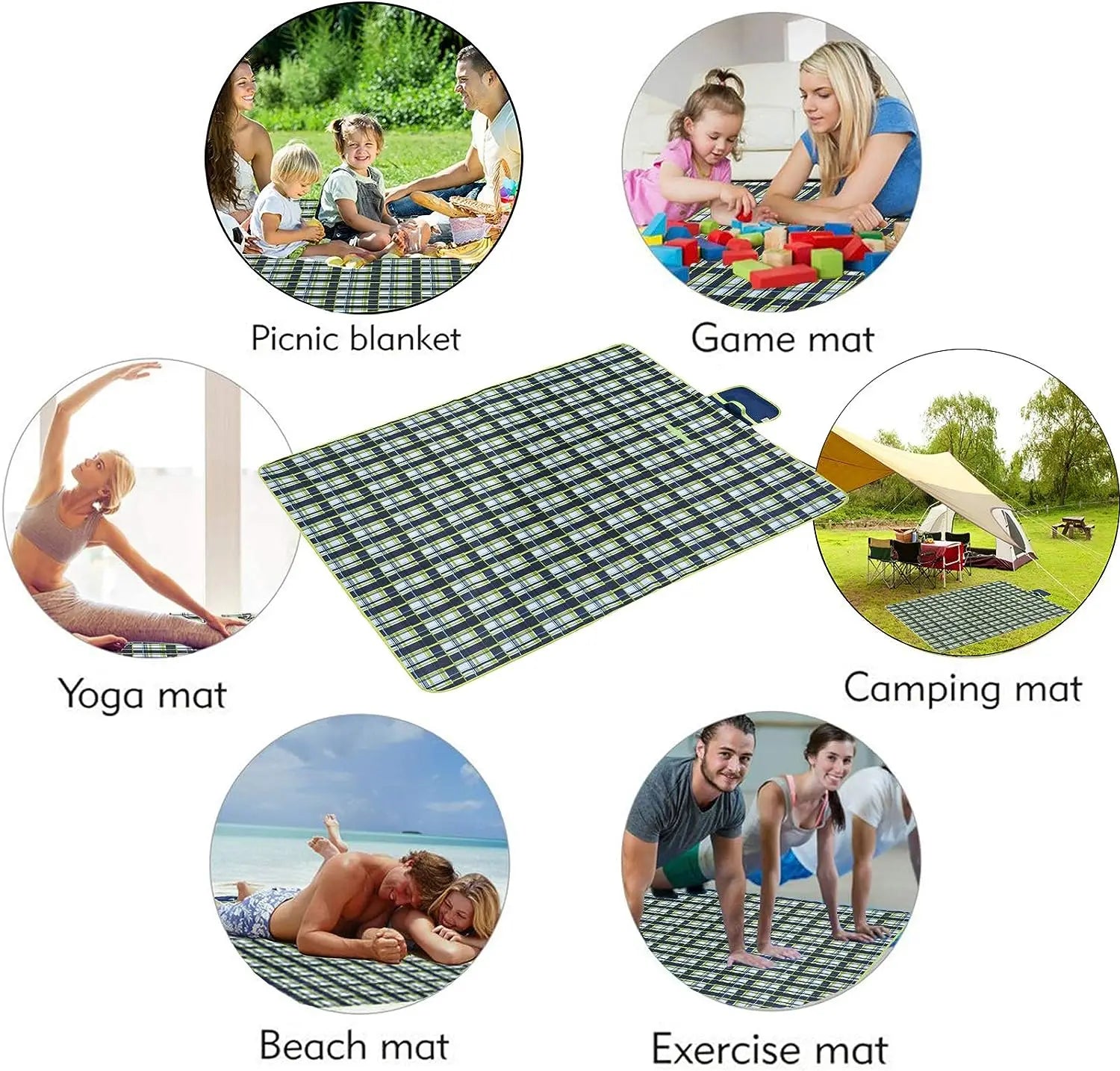 Waterproof Outdoor Picnic Mat Camping Beach Mat Plaid Portable Hiking Travel Sleeping Blanket Folding Grassland Pad Carpet