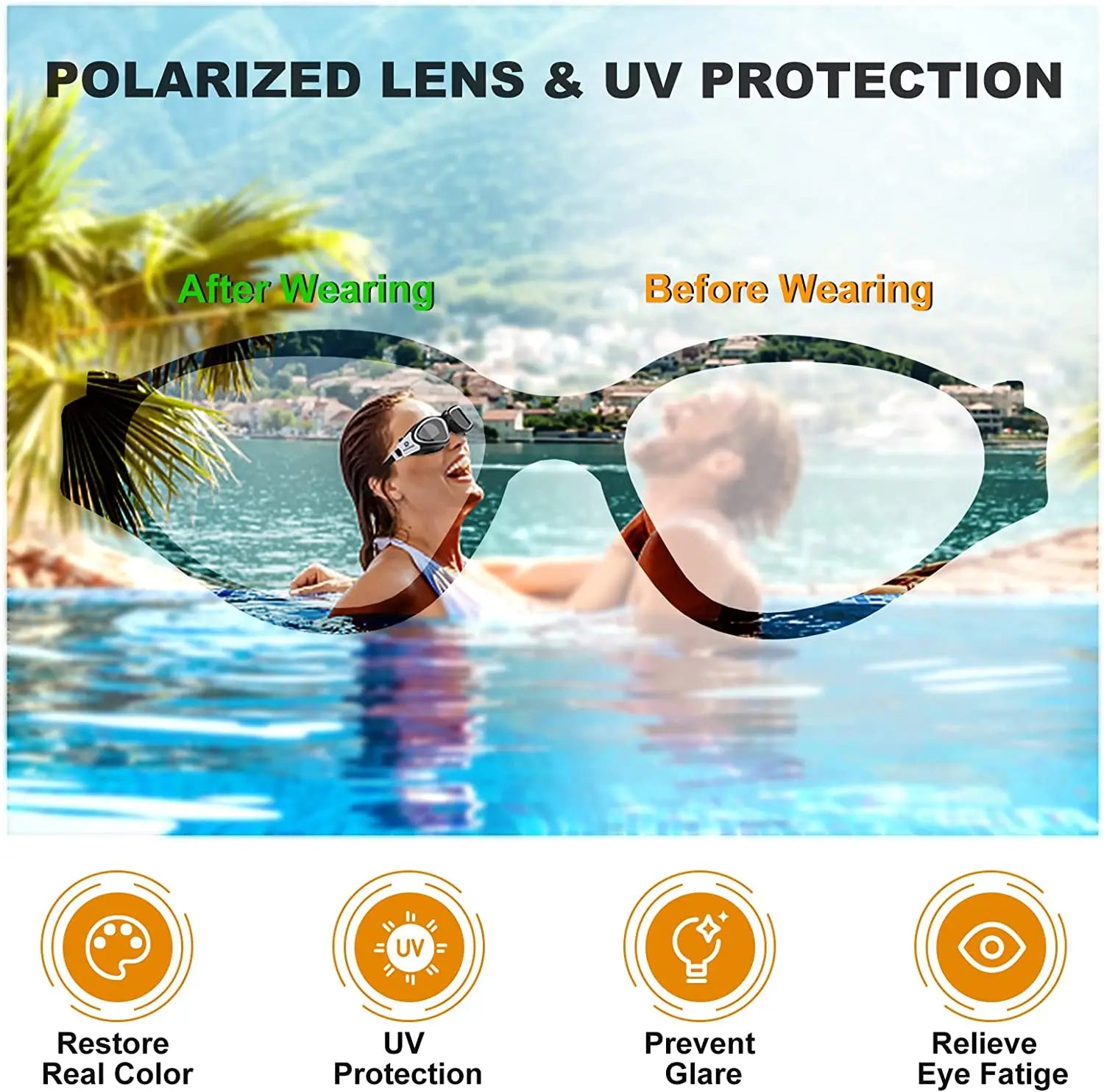 Swimming Glasses Adults Polarized Swim Goggles for Anti Fog/No Leak/Clear Wide Vision/UV Protection/Professional Pool Open Water