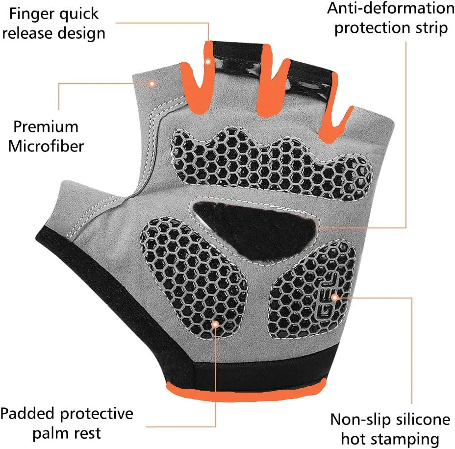 Cycling Gloves | Anti-Slip, Shock-Absorbing, Breathable Half-Finger Bike Gloves