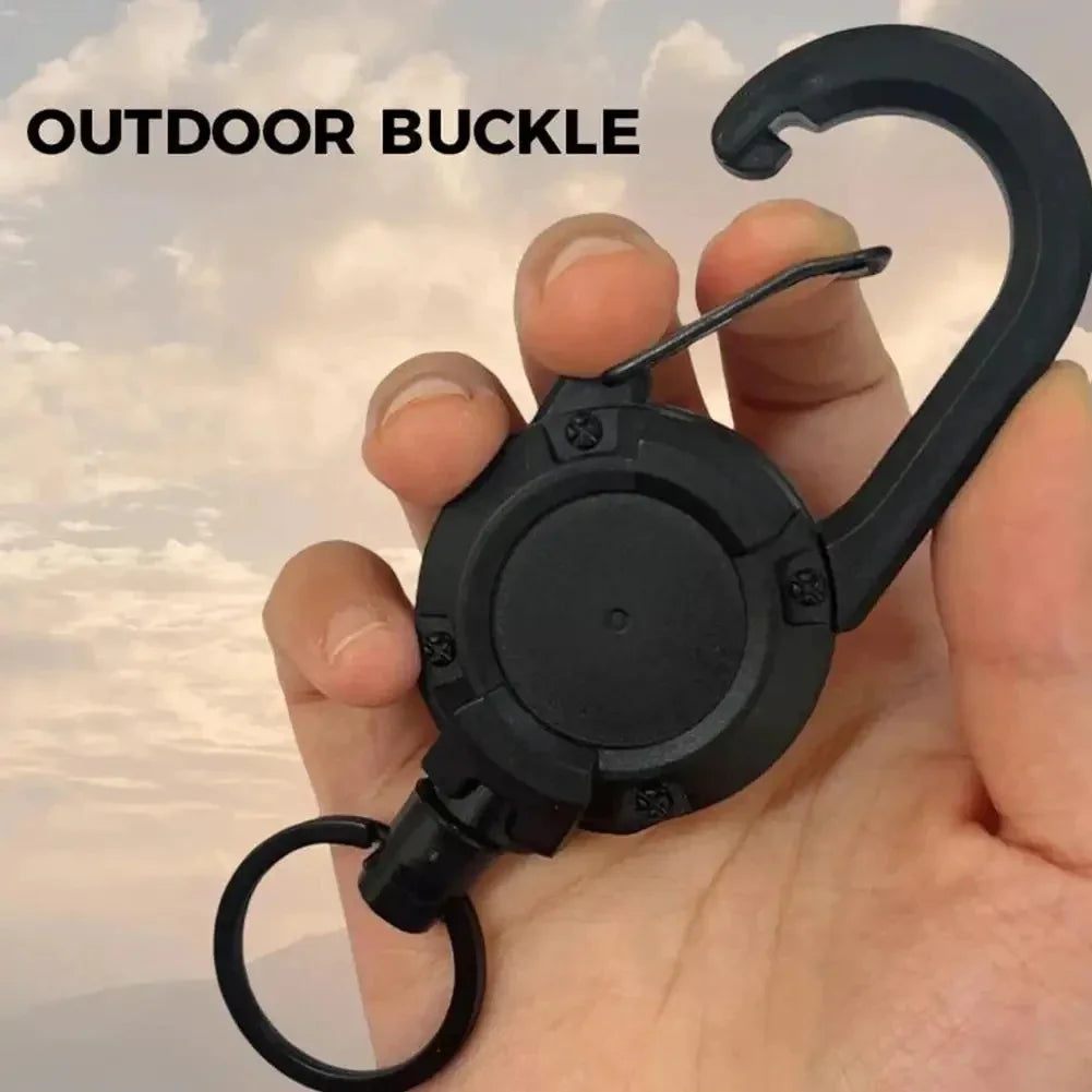 Heavy-Duty Retractable Wire Rope Carabiner | Anti-Theft Tactical Keychain for Outdoor & Camping Gear