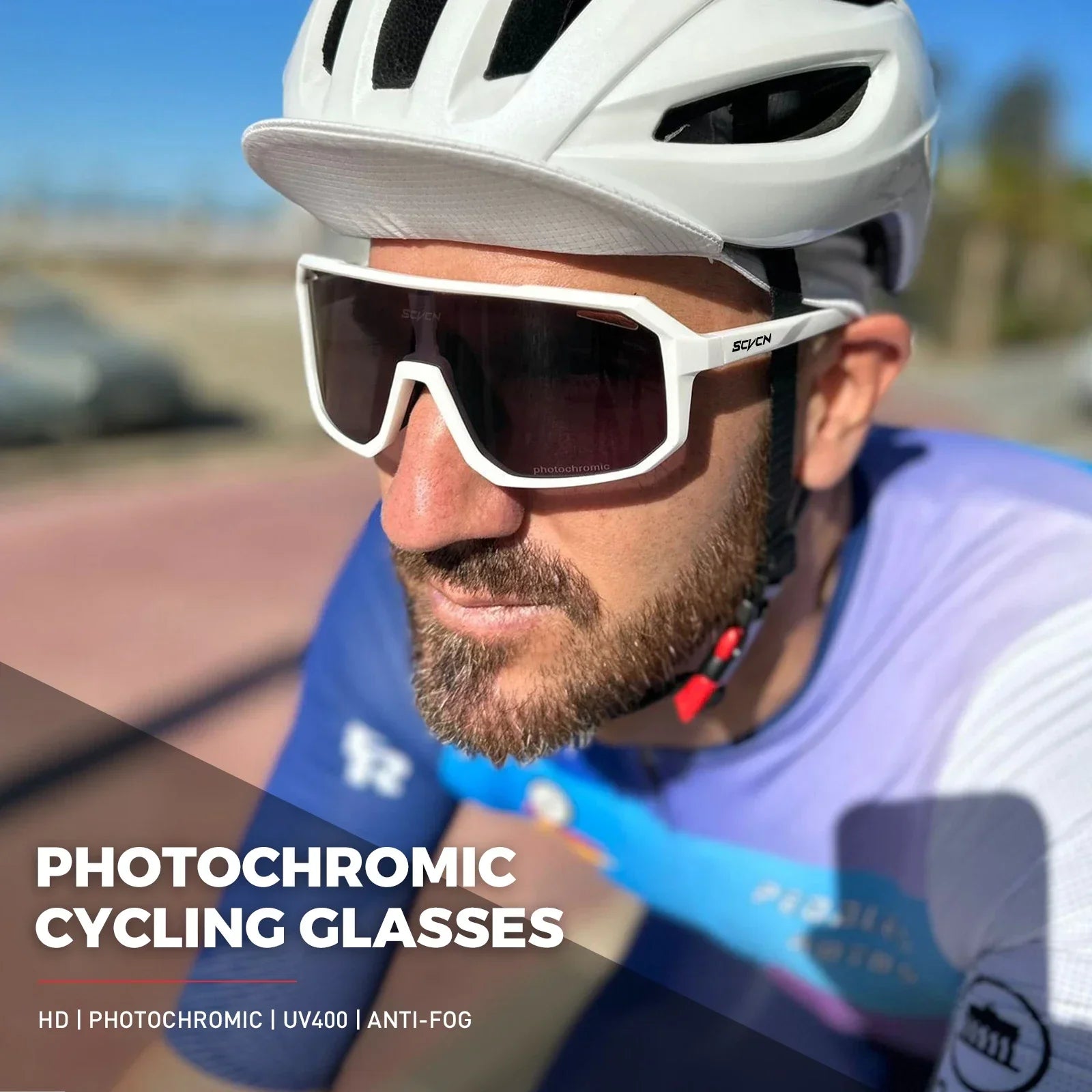 SCVCN Photochromi Cycling Sunglasses Outdoor Cycling Road Mountain Bike Glasses Men and Women Casual Hiking Windproof Glasses