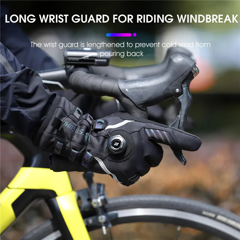 WEST BIKING Twist Locking Cycling Gloves Winter Thermal Water Repellent Touch Screen Gloves MTB Road Bike Warm Sport Gear